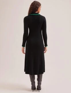Josie Wool Knit Dress - Black Emerald Green 10 Josie Wool Knit Dress - Black Emerald Green -CEFINN Shop SP24 D575 JOSIE BLACKEMERALDGREEN LS 234