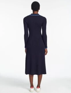 Josie Wool Knit Dress - Navy Blue -CEFINN Shop SP24 D575 JOSIE NAVY BLUE LS 1373