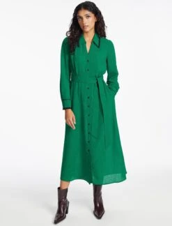 Fallon Techni Voile Maxi Dress - Emerald Green -CEFINN Shop SP24 D601 FALLON EMERALDGREEN LS 1191