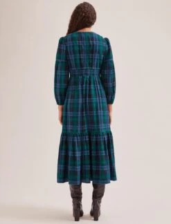 Daphne Organic Cotton Seersucker Maxi Dress - Navy Green -CEFINN Shop SP24 D606 DAPHNE NAVYGREEN LS 1107