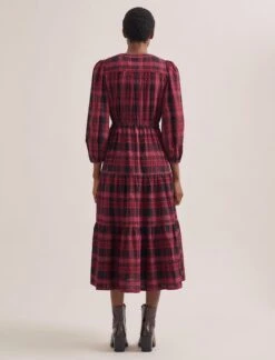 Alice Organic Cotton Seersucker Maxi Dress - Red Black -CEFINN Shop SP24 D607 ALICE RED BLACK 1189