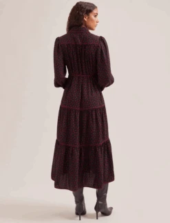 Franklin Maxi Dress - Black Red Polka Dot Print -CEFINN Shop SP24 D609 FRANKLIN BLACKREDPOLKADOTPRINT LS 157