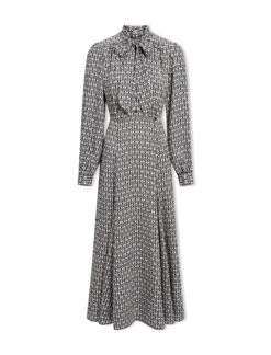 Elspeth Maxi Dress - Ecru Black Trellis Print -CEFINN Shop SP24 D610 ELSPETH ECRUBLACKTRELLISPRINT LS