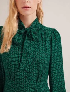 Elspeth Maxi Dress - Green Black Trellis Print -CEFINN Shop SP24 D610 ELSPETH GREENBLACKTRELLISPRINT LS 16772