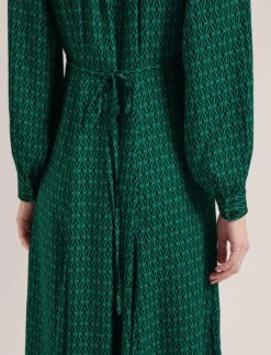 Elspeth Maxi Dress - Green Black Trellis Print -CEFINN Shop SP24 D610 ELSPETH GREENBLACKTRELLISPRINT LS 16785