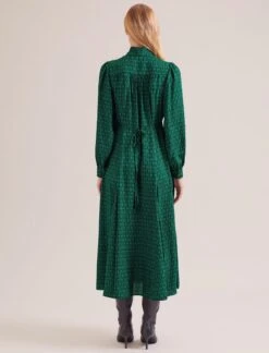 Elspeth Maxi Dress - Green Black Trellis Print -CEFINN Shop SP24 D610 ELSPETH GREENBLACKTRELLISPRINT LS 16800