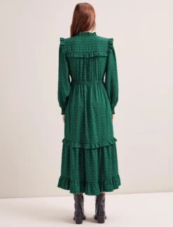 Loretta Maxi Dress - Green Black Trellis Print -CEFINN Shop SP24 D612 LORETTA GREENBLACKTRELLISPRINT LS 7429