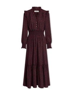 Saskia Maxi Dress - Black Red Polka Dot Print -CEFINN Shop SP24 D613 SASKIA BLACKREDPOLKADOTPRINT LS 1823