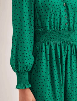 Saskia Maxi Dress - Green Black Polka Dot Print -CEFINN Shop SP24 D613 SASKIA GREENBLACKPOLKADOTPRINT LS 823