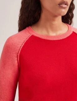 Drew Cashmere Jumper - Red Pink Colourblock -CEFINN Shop SP24 K172 DREW REDPINKCOLOURBLOCK LS 1950