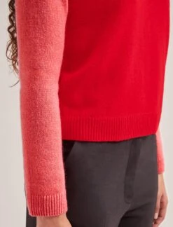 Drew Cashmere Jumper - Red Pink Colourblock -CEFINN Shop SP24 K172 DREW REDPINKCOLOURBLOCK LS 1954
