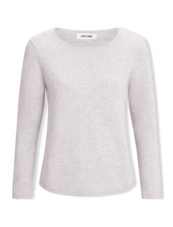 Maia Cotton Silk Blend T-Shirt - Pale Grey Melange -CEFINN Shop SP24 K174 MAIA PALEGREYMELANGE LS