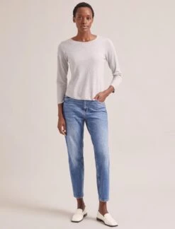 Maia Cotton Silk Blend T-Shirt - Pale Grey Melange -CEFINN Shop SP24 K174 MAIA PALEGREYMELANGE LS 2351