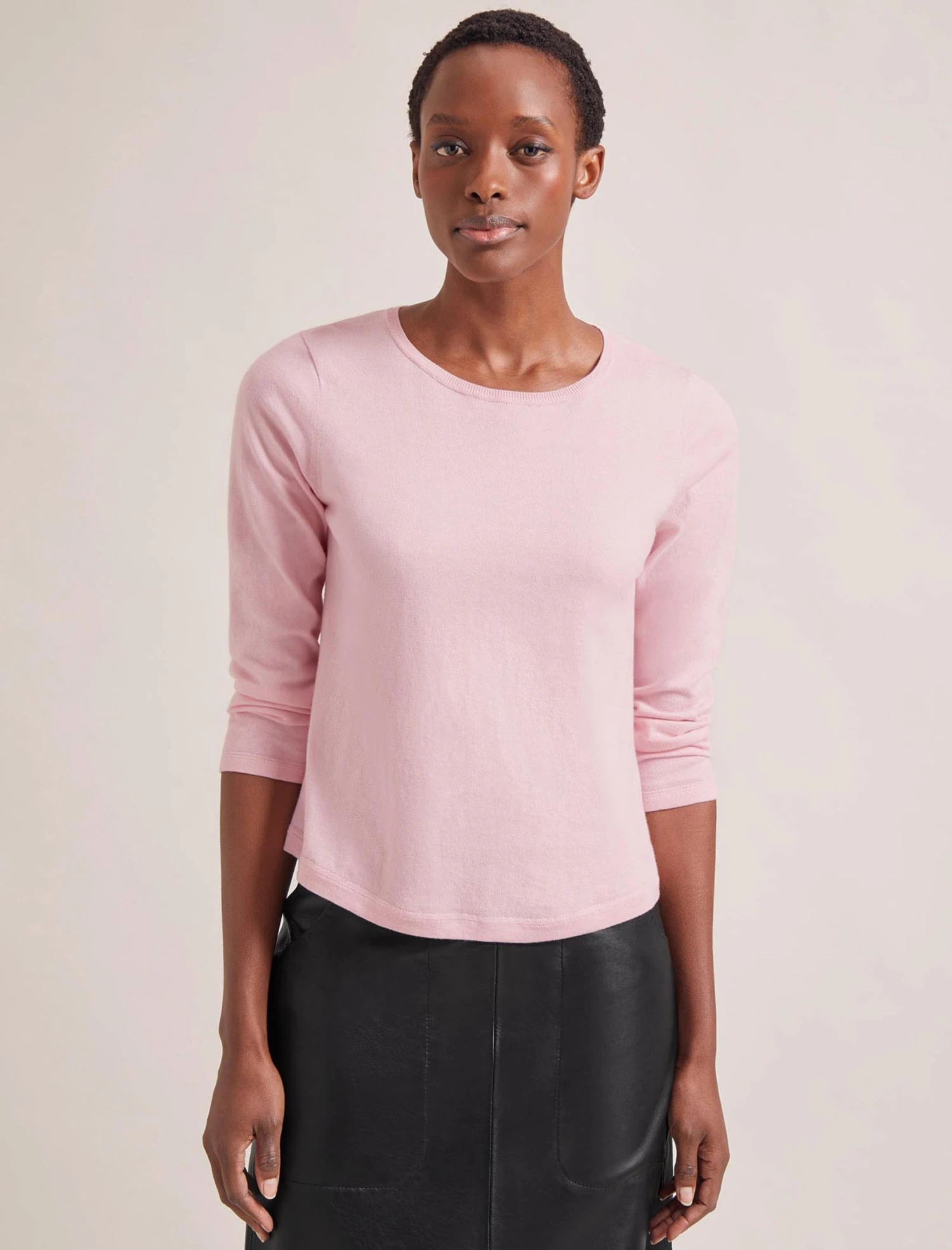 Maia Cotton Silk Blend T-Shirt - Pale Pink 1 Maia Cotton Silk Blend T-Shirt - Pale Pink