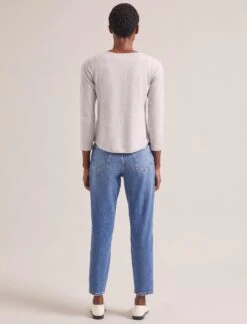 Maia Cotton Silk Blend T-Shirt - Pale Grey Melange -CEFINN Shop SP24 K174 MAIA PALEGREYMELANGE LS 2391