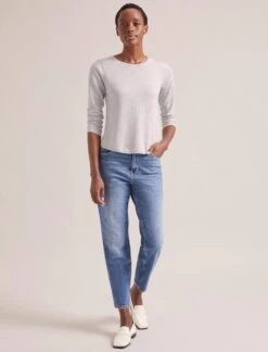 Maia Cotton Silk Blend T-Shirt - Pale Grey Melange -CEFINN Shop SP24 K174 MAIA PALEGREYMELANGE LS 2401