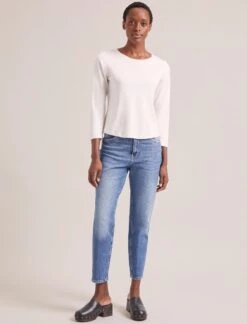 Maia Cotton Silk Blend T-Shirt - White -CEFINN Shop SP24 K174 MAIA WHITE LS 1506