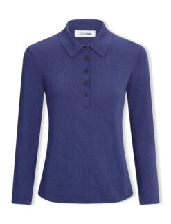 Morgan Cotton Silk Blend T-Shirt - Navy -CEFINN Shop SP24 K175 MORGAN NAVY LS