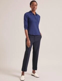 Morgan Cotton Silk Blend T-Shirt - Navy -CEFINN Shop SP24 K175 MORGAN NAVY LS 1954