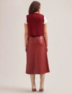 Wesley Cashmere Blend V Neck Waistcoat - Dark Red -CEFINN Shop SP24 K82 WESLEY DARKRED LS 1742