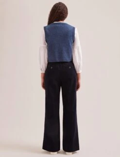 Wesley Cashmere Blend V Neck Waistcoat - Denim Blue -CEFINN Shop SP24 K82 WESLEY DENIMBLUE LS 1551