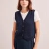 Wesley Cashmere Blend V Neck Waistcoat - Navy