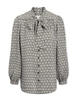 Aubrey Shirt - Ecru Black Trellis Print -CEFINN Shop SP24 S84 AUBREY ECRUBLACKTRELLISPRINT LS