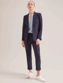 Erica Organic Cotton Shirt - Mid Stripe Blue White -CEFINN Shop SP24 S87 ERICA MIDBLUEWHITESTRIPE LS 18593