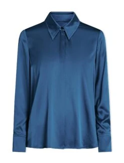 Skyla Silk Satin Shirt - Blue -CEFINN Shop SP24 S88 SKYLA BLUE LS