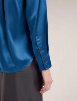 Skyla Silk Satin Shirt - Blue -CEFINN Shop SP24 S88 SKYLA BLUE LS 17074