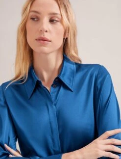 Skyla Silk Satin Shirt - Blue -CEFINN Shop SP24 S88 SKYLA BLUE LS 17119