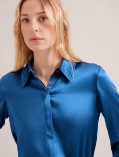 Skyla Silk Satin Shirt - Blue -CEFINN Shop SP24 S88 SKYLA BLUE LS 17125