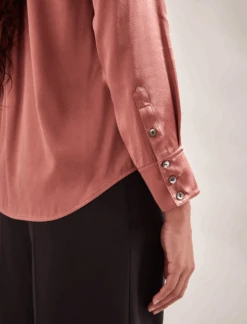 Skyla Silk Satin Shirt - Blush -CEFINN Shop SP24 S88 SKYLA BLUSH LS 709