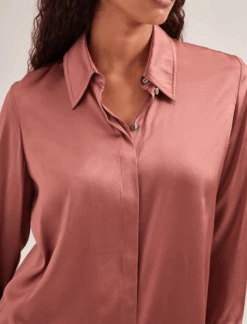 Skyla Silk Satin Shirt - Blush -CEFINN Shop SP24 S88 SKYLA BLUSH LS 715