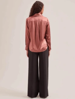 Skyla Silk Satin Shirt - Blush -CEFINN Shop SP24 S88 SKYLA BLUSH LS 722