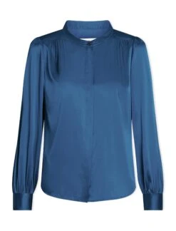 Bailey Silk Satin Shirt - Blue -CEFINN Shop SP24 S89 BAILEY BLUE LS