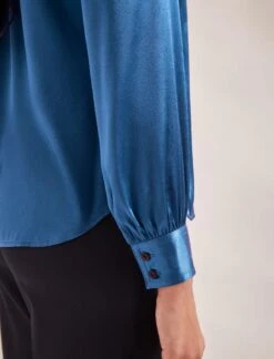 Bailey Silk Satin Shirt - Blue -CEFINN Shop SP24 S89 BAILEY BLUE LS 2378