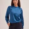 Bailey Silk Satin Shirt - Blue