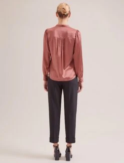 Bailey Silk Satin Shirt - Blush -CEFINN Shop SP24 S89 BAILEY BLUSH LS 19047