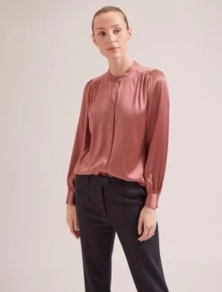 Bailey Silk Satin Shirt - Blush -CEFINN Shop SP24 S89 BAILEY BLUSH LS 19091