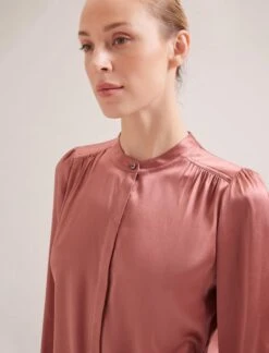 Bailey Silk Satin Shirt - Blush -CEFINN Shop SP24 S89 BAILEY BLUSH LS 19095