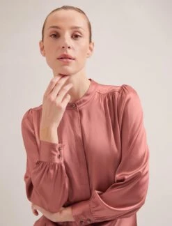 Bailey Silk Satin Shirt - Blush -CEFINN Shop SP24 S89 BAILEY BLUSH LS 19099