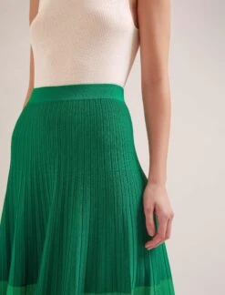 Colette Contrast Hem Skirt - Emerald Green -CEFINN Shop SP24 SK105 COLETTE EMERALDGREEN LS 19319