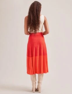 Colette Contrast Hem Skirt - Orange -CEFINN Shop SP24 SK105 COLETTE ORANGE LS 2139