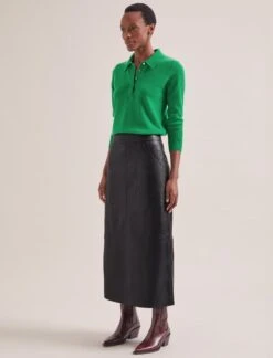 Arlo Leather Maxi Pencil Skirt - Black -CEFINN Shop SP24 SK177 ARLO BLACK LS 0141