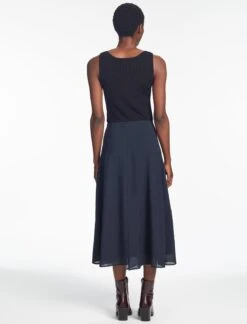 Sonia Techni Voile Maxi Skirt - Navy -CEFINN Shop SP24 SK182 SONIA NAVY LS 1117