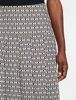 Sienna Maxi Skirt - Ecru Black Trellis Print -CEFINN Shop SP24 SK183 SIENNA ECRUBLACKTRELLISPRINT LS 087