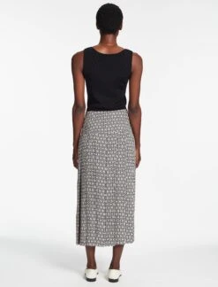 Sienna Maxi Skirt - Ecru Black Trellis Print -CEFINN Shop SP24 SK183 SIENNA ECRUBLACKTRELLISPRINT LS 103
