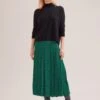 Sienna Maxi Skirt - Green Black Trellis Print