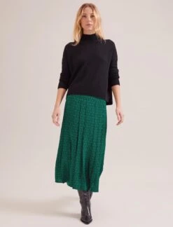 Sienna Maxi Skirt - Green Black Trellis Print -CEFINN Shop SP24 SK183 SIENNA GREENBLACKTRELLISPRINT LS 17405